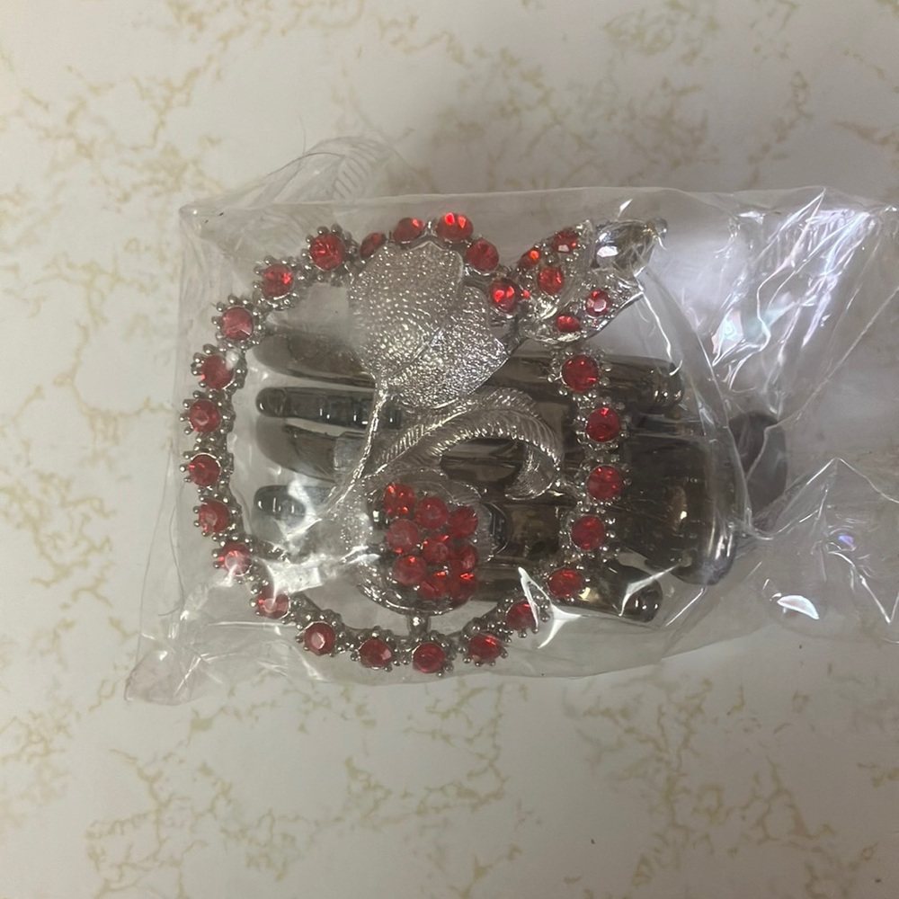 Elegant Silver and Red Crystal Women's jaw clip